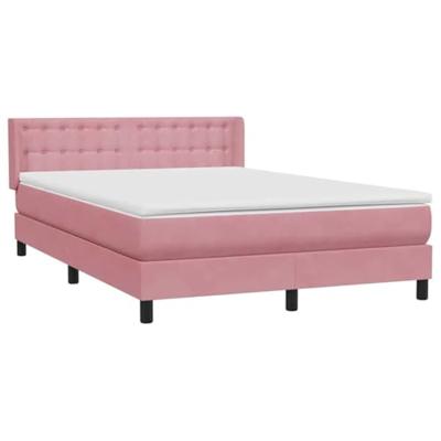 Boxspring met matras fluweel roze 140x220 cm