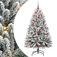 Kunstkerstboom met 150 LED Groen en Wit 150 cm PVC en Metaal - thumbnail