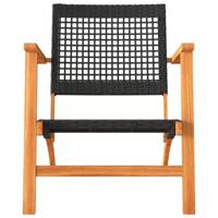 Tuinnstoelen 2 st poly rattan en acaciahout zwart - thumbnail