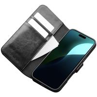 Qialino iPhone 16 Plus hoesje - Leren bookcase - Zwart - thumbnail