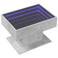 Salontafel met LED 70x50x45 cm bewerkt hout betongrijs - thumbnail