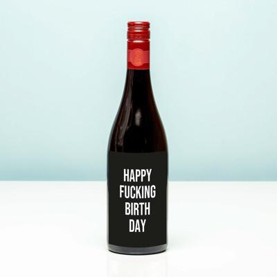 Wijnfles Happy fucking birthday - Rood (Merlot) Wijnfles Happy fucking birthday - Rood (Merlot)