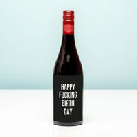 Wijnfles Happy fucking birthday - Rood (Merlot) - thumbnail