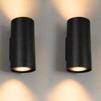 Giove nova by LUSENZ - Up and downlight met karakter - Cilindervormige wandlamp met een mat zwarte coating - thumbnail