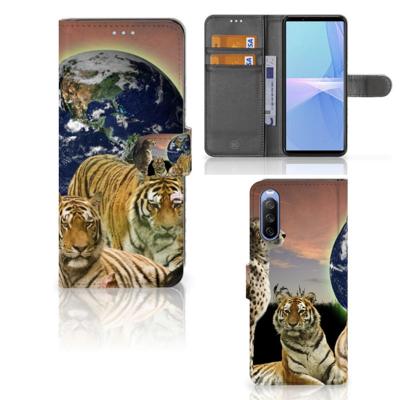 Sony Xperia 10 III | Telefoonhoesje | Met pasjeshouder | Roofdieren Sony Xperia 10 III | Telefoonhoesje | Met pasjeshouder | Roofdieren