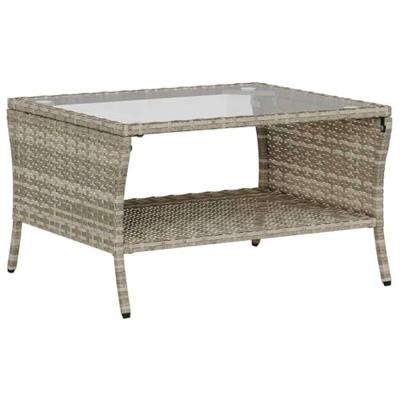 6-delige Loungeset met kussens poly rattan lichtgrijs