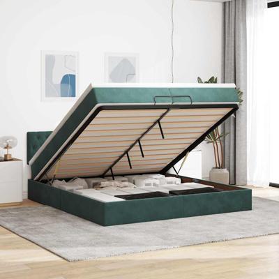 Ottoman bed met matras 200x200 cm fluweel donkergroen