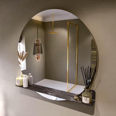 MONDIAZ SPOT spiegel rond 110cm met Spiegelplanchet kleur Lava.