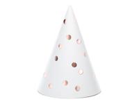 Partyhoedjes Wit Met Stippen Roségoud (6st) - thumbnail
