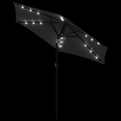 VidaXL Parasol met led's en stalen paal 225x225x212cm antracietkleurig VidaXL Parasol met led's en stalen paal 225x225x212cm antracietkleurig