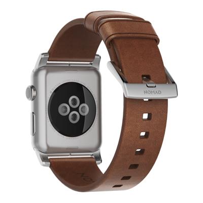 Nomad Modern lederen horlogeband brown / zilveren hardware 45/46/49 mm - Rustic Brown Nomad Modern lederen horlogeband brown / zilveren hardware 45/46/49 mm - Rustic Brown