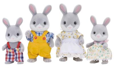 Set Poppen Sylvanian Families Family Gray Rabbit