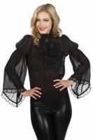 Piraten/gothic blouse, zwart - thumbnail
