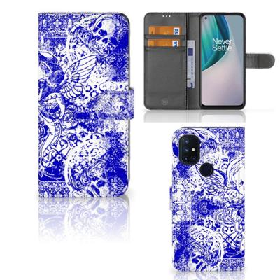 Telefoonhoesje met Naam OnePlus Nord N10 Angel Skull Blauw Telefoonhoesje met Naam OnePlus Nord N10 Angel Skull Blauw
