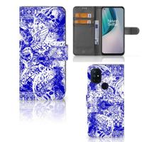 Telefoonhoesje met Naam OnePlus Nord N10 Angel Skull Blauw - thumbnail