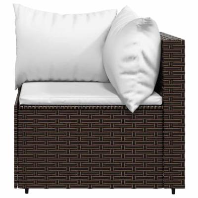 Tuinhoekbanken met kussens 2 st poly rattan bruin - thumbnail