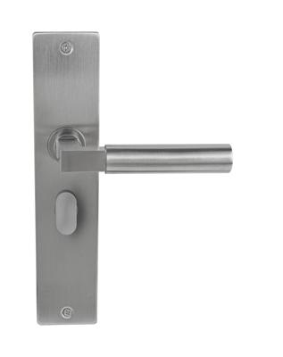 Deurklink Nova massief op langschild vrij- en bezet 63mm