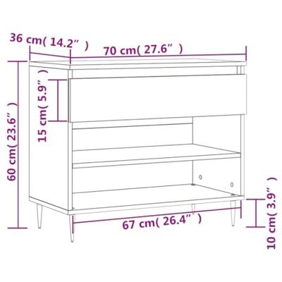VidaXL Schoenenkast 70x36x60 cm bewerkt hout wit VidaXL Schoenenkast 70x36x60 cm bewerkt hout wit