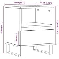 Nachtkastje 40x35x50 cm bewerkt hout hoogglans wit - thumbnail