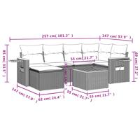 6-delige Loungeset met kussens poly rattan beige - thumbnail