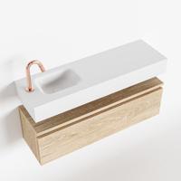 MONDIAZ ANDOR 100cm toiletmeubel washed oak. LEX 100cm wastafel talc links 1 kraangat - thumbnail
