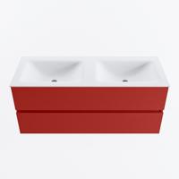 MONDIAZ VICA 120cm badmeubel onderkast Fire 2 lades. Wastafel CLOUD dubbel zonder kraangat, kleur Talc. - thumbnail