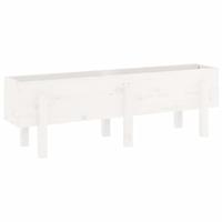 VidaXL Plantenbak verhoogd 121x30x38 cm massief grenenhout wit - thumbnail