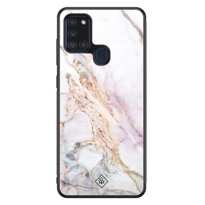 Samsung Galaxy A21s glazen hardcase - Parelmoer marmer Samsung Galaxy A21s glazen hardcase - Parelmoer marmer