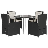 5-delige Tuinset met kussens poly rattan zwart - thumbnail