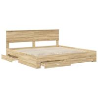 Bedframe met hoofdeinde Sonoma Eiken 200 x 200 cm Bewerkt hout - thumbnail