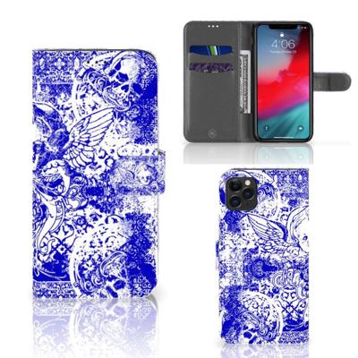 Telefoonhoesje met Naam Apple iPhone 11 Pro Max Angel Skull Blauw Telefoonhoesje met Naam Apple iPhone 11 Pro Max Angel Skull Blauw