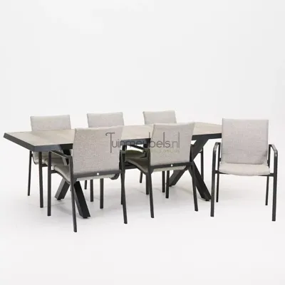 Tuinstoel Anzio dining Soft Grey met Castilla kruispoot