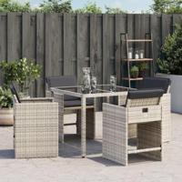Tuinstoelen 4 st met kussens poly rattan lichtgrijs - thumbnail