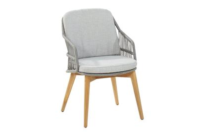 4SO Sempre dining chair Teak Silver grey rope