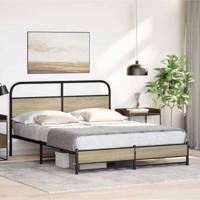Bedframe zonder matras metaal sonoma eikenkleurig 160x200 cm - thumbnail