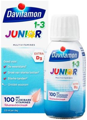 Davitamon Junior 1-3 Vloeibare Vitamines Framboos