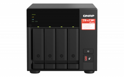 QNAP TS-473A NAS Tower Ryzen Embedded V1500B 8 GB DDR4 0 TB QNAP Turbo System Zwart