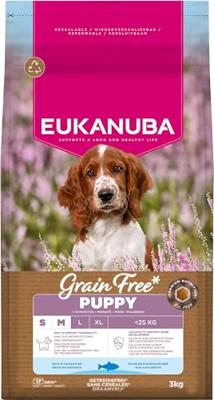 Eukanuba Puppyvoer granenvrij met vis voor kleine en middelgrote rassen, premium droogvoer zonder granen voor junior honden, 3 kg
