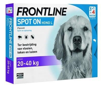 Frontline Spot On Hond Large Anti vlooien en tekenmiddel - 20 - 40 kilo 3 pipetten - thumbnail
