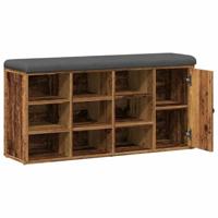 Schoenenbank 102x32x50 cm bewerkt hout oud houtkleurig - thumbnail