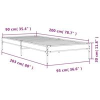 Bedframe bewerkt hout en metaal sonoma eikenkleurig 90x200 cm - thumbnail