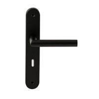 Hardbrass Deurkruk Toledo op ovaal langschild sleutelgat 72mm - zwart - thumbnail