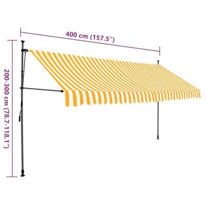 Luifel handmatig uitschuifbaar met LED 400 cm wit en oranje - thumbnail