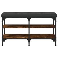 Schoenenbank 82x32x47 cm bewerkt hout gerookt eikenkleurig - thumbnail