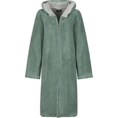 Cawö Cawo Dames Home Badjas met Capuchon en ritssluiting Doubleface 841 40/42 fjord