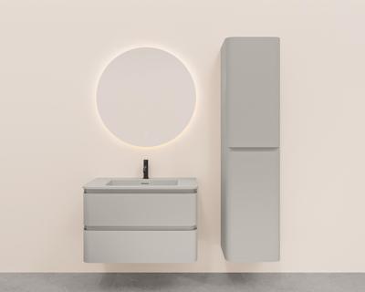 Onderkast Wiesbaden Novira 80x48 cm Afgeronde Hoeken Met 2 Laden 1 Uitsparing Mat Zand