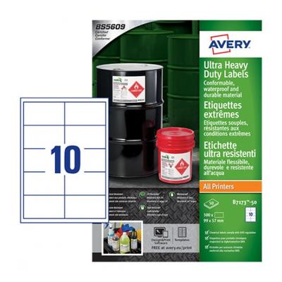 Etiket Avery B7173-50 99x57mm polyethyleen wit 500 etiketten