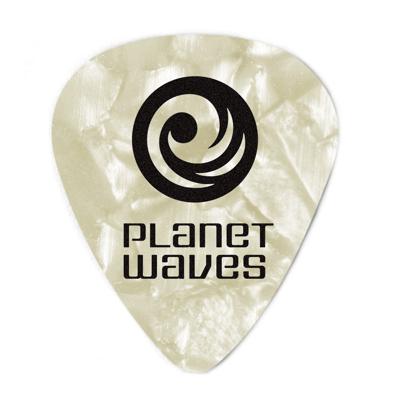 D&apos;Addario 1CWP2-10 white pearl celluloid plectra 10 pack light