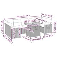 8-delige Loungeset met kussens poly rattan acacia beige - thumbnail