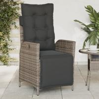Tuinstoelen 2 st verstelbaar met voetensteun poly rattan grijs - thumbnail
